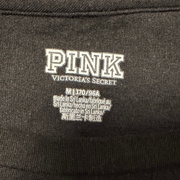 *VS PINK* Black Candy Cane Hearts Short Sleeve Crop Top Size Medium - Picture 4 of 5